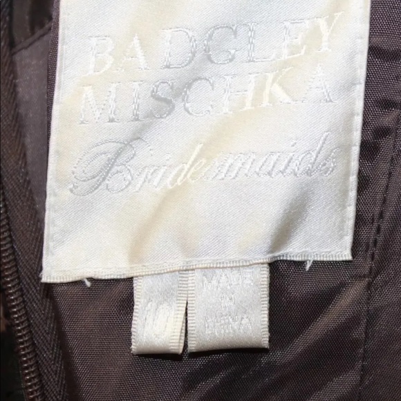 Badgley Mischka Bridesmaid Brown Gown Wedding Strapless Sweetheart Ruffle 10 - Picture 10 of 12